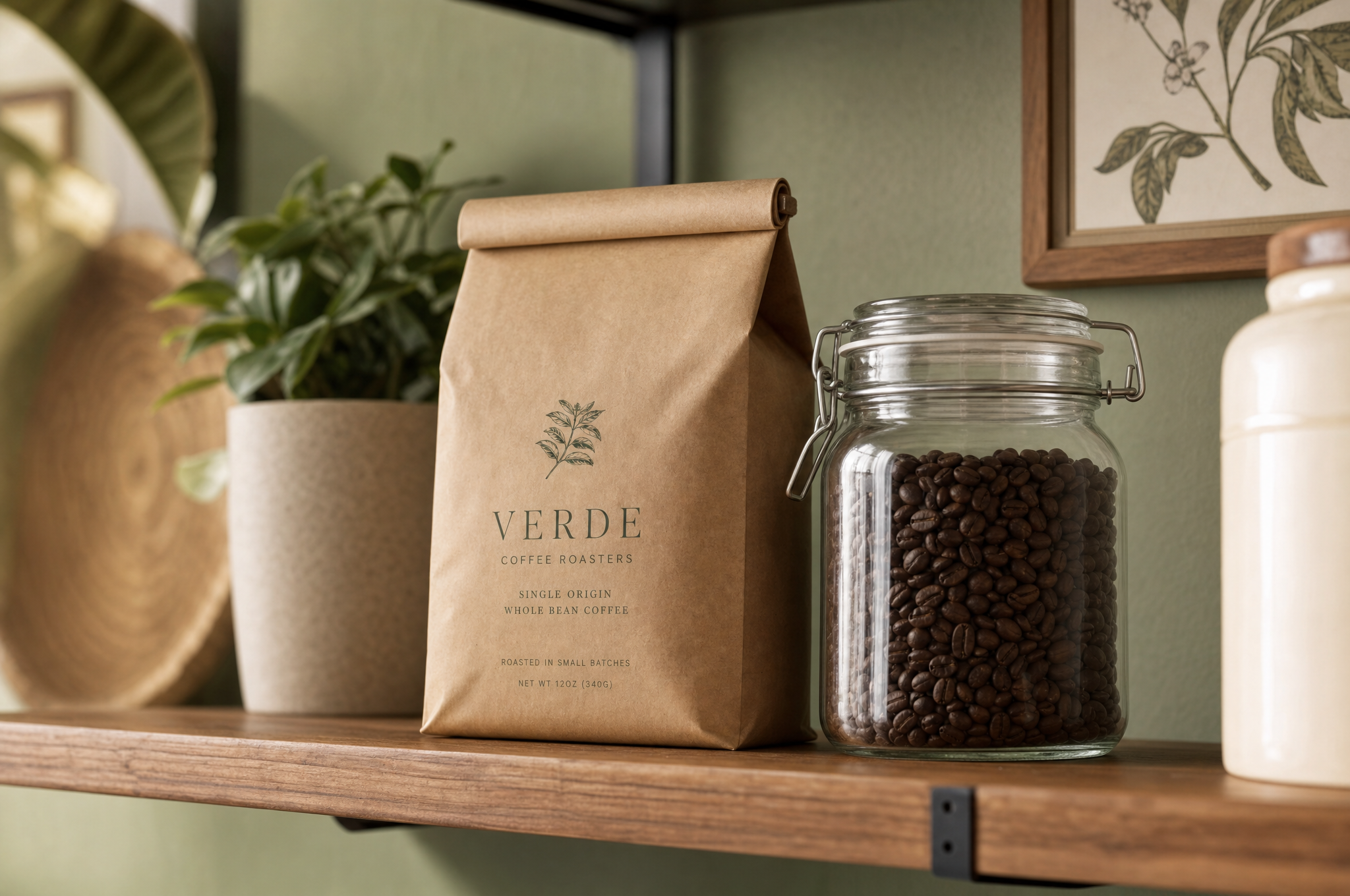 Coffee beans in storage containers